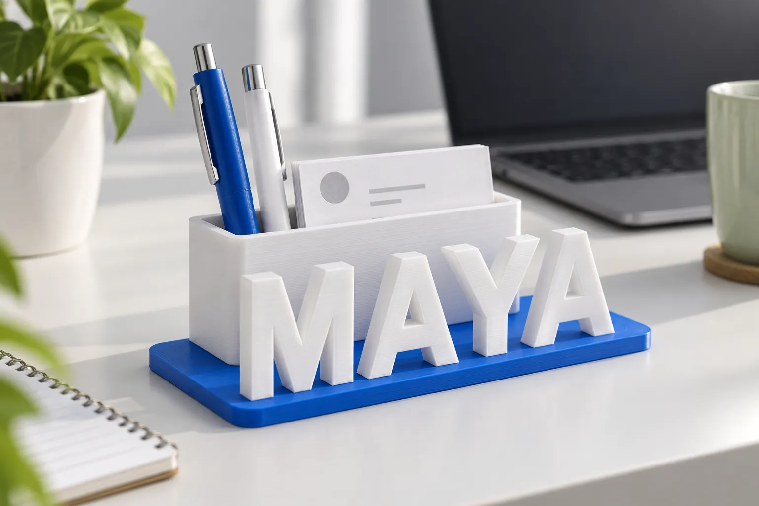 Signs and name plates: desk name plate in use
