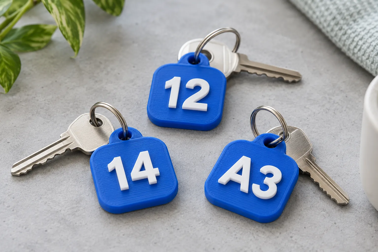 Number and room tags: number key tag in use